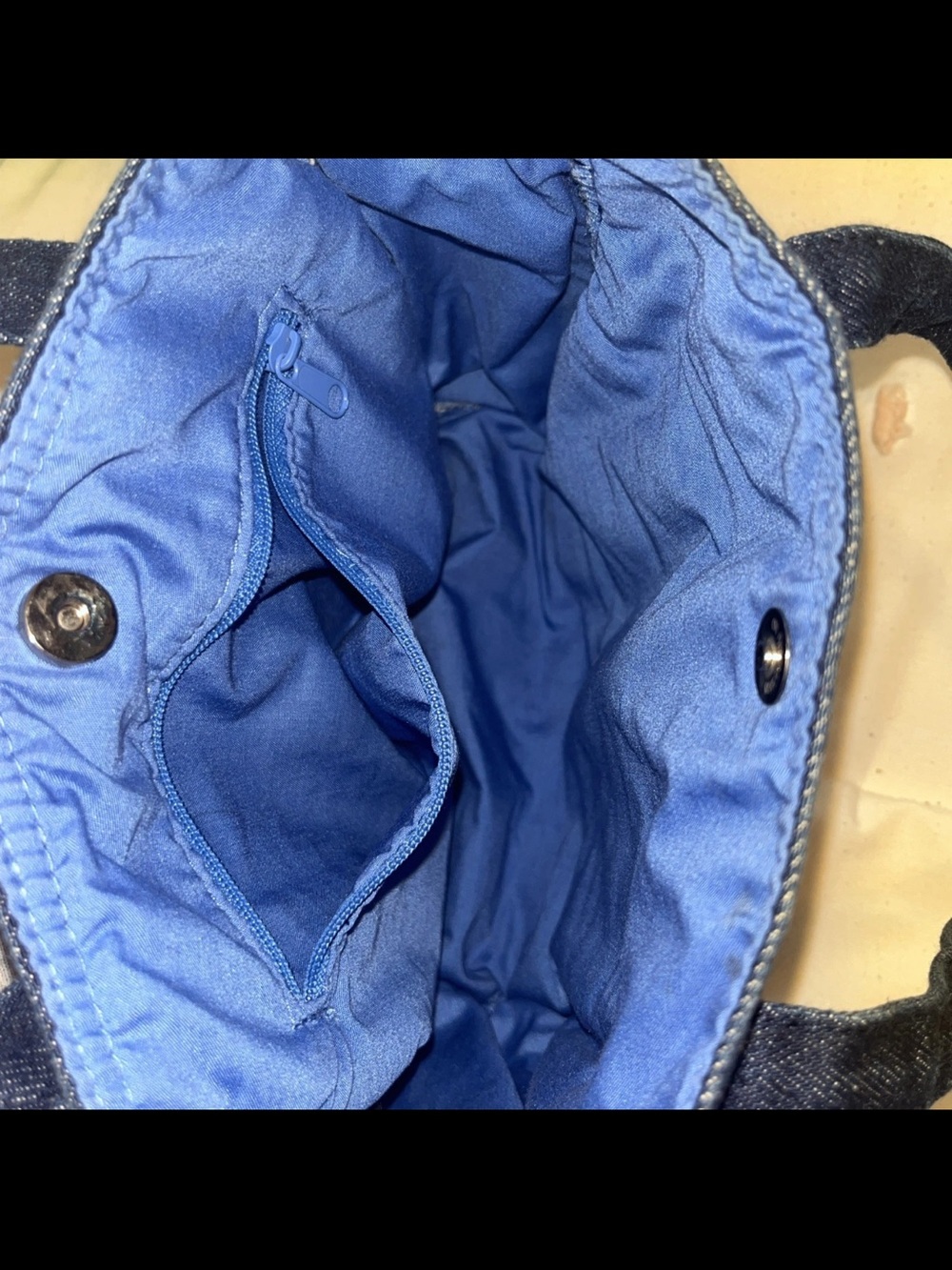 Y2K Aéropostale Blue Jean Denim Mini Tote Bag Snap Close Zipper Girl Pocket Cute - Picture 3 of 7